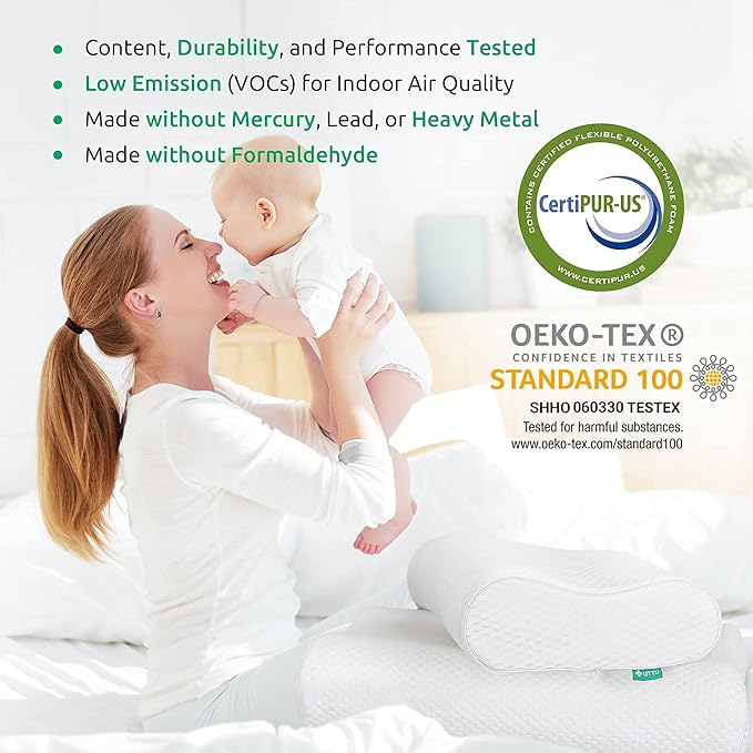 UTTU Cervical Pillow for Neck Strain Relief, Memory Foam Neck Pillow for Sleeping, Adjustable Orthopedic Sandwich Pillow, Contour Cooling for Side Back Stomach Sleeper, Queen(23.6"×14"×5.2"/4.5")