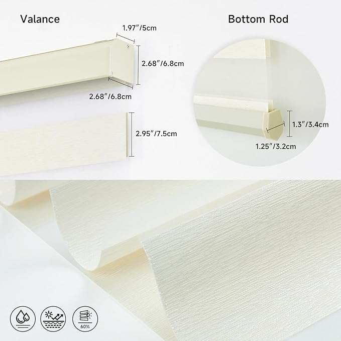Motorized Zebra Blinds, Cordless Blackout Window Shades with Remote, Custom Dual Layer Smart Roller Shades Compatible with Alexa Google Assistant, Automatic Light Filtering Blinds,Luxury Beige