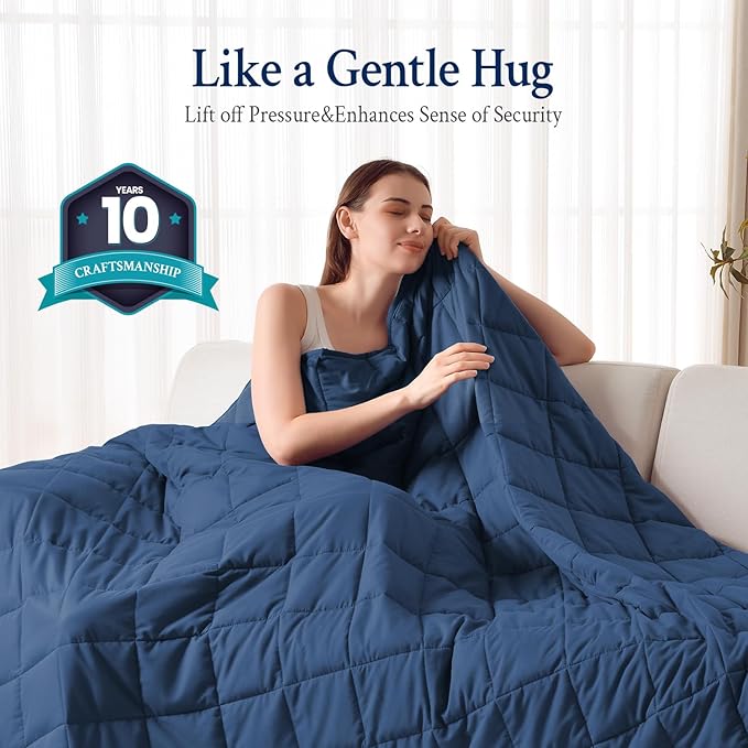 Topblan Weighted Blanket for Adults 15lbs, Soft Cooling Breathable Weighted Throw for Sleeping, Washable Heavy Blanket with Glass Beads for Winter, Sofa Bed, 48"x72" Twin Size
