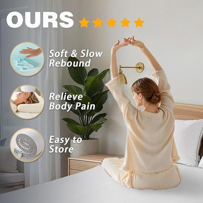 SAPHREAS 3 Inch Memory Foam Mattress Topper Full Size with Soft Ventilated Mattress Pad Cover, Egg Crate Bed Topper for Back Pain & Pressure Relief, CertiPUR-US Certified, 54x75