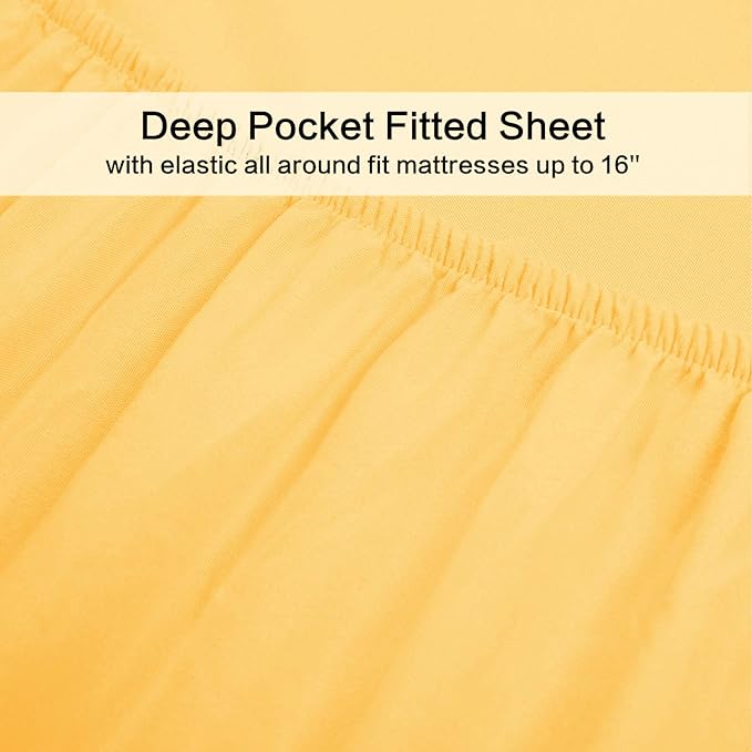 Best Season 1800 Thread Count Microfiber Fade Resistant Bed Sheet Set, 4 Piece, Full, Yellow