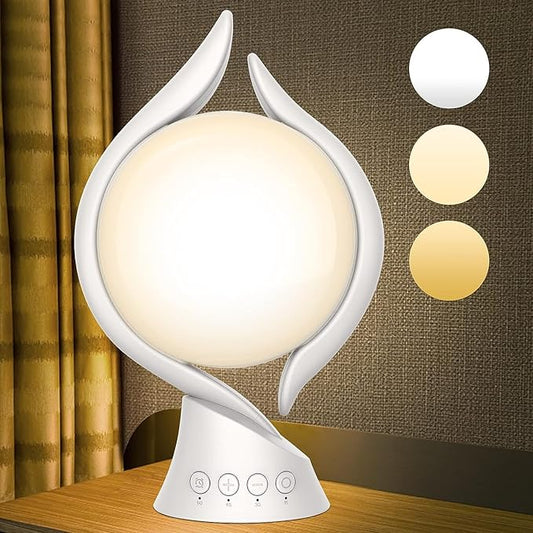Voraiya Light Therapy Lamp 10000 Lux, UV-Free Therapy Light with 5 Brightness, 3 Color Temperature, 4 Timer, Memory Function, Full Spectrum, Bright Seasonal Sun Light Lamp for Bedroom, Office
