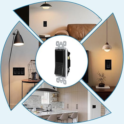 Greencycle Black Single Pole Rocker Light Switch,40PCS Paddle Light Switch 15 Amp,Sp Switches White,120V-277V AC,On/Off Wall Switches, Residential/Commercial Grade,Home & Office,UL/CUL