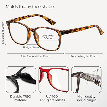 CCVOO 6 Pack Blue Light Blocking Reading Glasses, Anti Headache/Glare/Eye Strain Readers Computer Eyeglasses Women/Men (6 Pack Mix with Case，3.75)