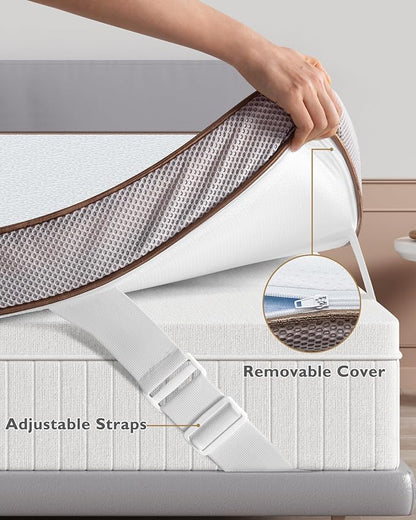 BedStory 4 Inch Gel Memory Foam Mattress Topper Queen Size - Pressure Relief Bed Toppers with Washable Cover and High Density Foam, CertiPUR-US Certified Comfort