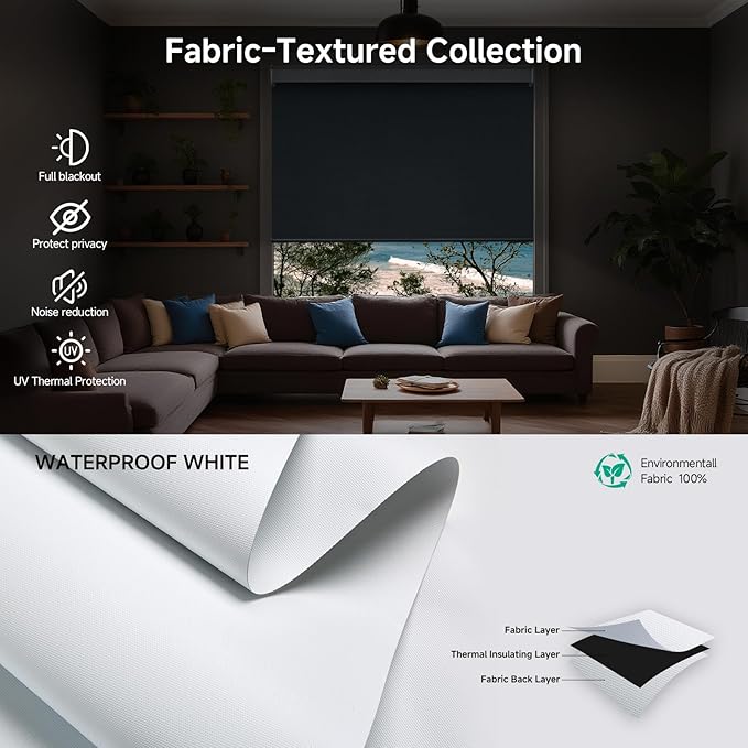 Motorized Blinds with Remote, Custom Waterproof Automatic Electric Blackout Smart Blinds for Windows, Motorized Window Roller Shades Compatible with Alexa Google for Home Office, White