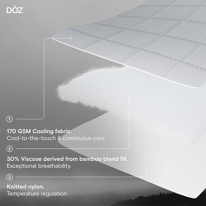 DOZ Lightweight Cooling Comforter, Cooling Blanket for Hot Sleepers and Night Sweats, Q-Max Over 0.4, Cool to The Touch Cover, Breathable, Soft, 90"x90", Thundercloud, Full/Queen