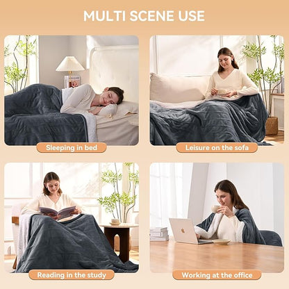 Electric Heated Blanket Twin Size - 62"x84" Heating Blanket with 9 Heat Levels & 1-10 Hours Timer, Fast Heating Flannel Blanket ETL Certified Machine Washable, Great Gift Idea - Grey
