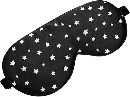 ALASKA BEAR Natural Silk Sleep Mask, Super Smooth Eye Mask (Black Stars)