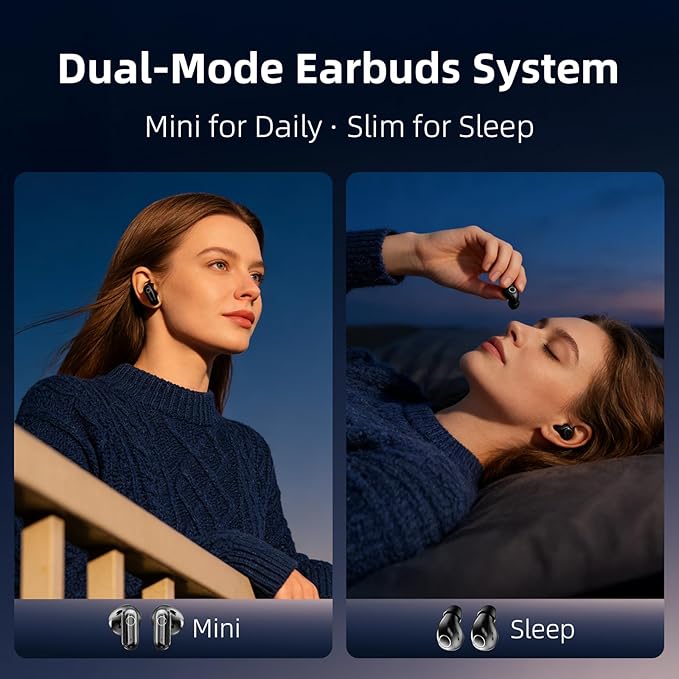 Mini Wireless Sleep Earbuds for Small Ears – Invisible, Low Profile Sleep & Work Earbuds, Tiny Discreet in-Ear Headphones, Discreet in-Ear Earphones for Small Ear Canals (Skin)