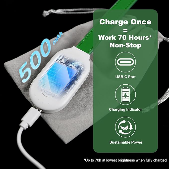 Rechargeable Book Light for Reading, 12 LED Eye-Care Reading Light, 4 Color Temperatures, Stepless Dimming, No Flicker, Evenly Distributed Lighting for Books, Perfect for Reader (Green)