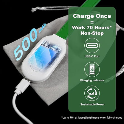 Rechargeable Book Light for Reading, 12 LED Eye-Care Reading Light, 4 Color Temperatures, Stepless Dimming, No Flicker, Evenly Distributed Lighting for Books, Perfect for Reader (Green)