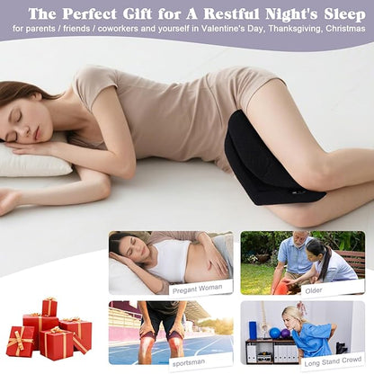 Knee Pillow for Side Sleepers, Leg Support Pillow for Hip Pain Smooth Spine Alignment for Better Sleep, Ideal Pillows for Side Sleeping Knee and Back Pain Relief, Black