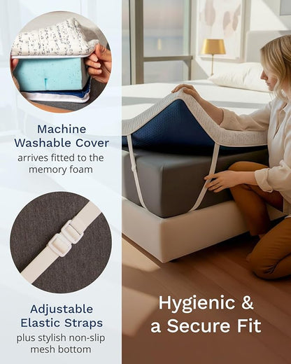 ViscoSoft Memory Foam Mattress Topper | Select High Density Ventilated Mattress Pad - Premium Removable Rayon Cover 2 Inch - Full