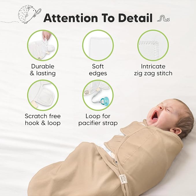 3-Pack Organic Baby Swaddle Sleep Sacks - Swaddles for Newborns, Infant 0-3 Months, Baby Girls, Boys, Soft & Snug Newborn Sleep Sack, Nursery Swaddling Blankets (Ecru, OS)