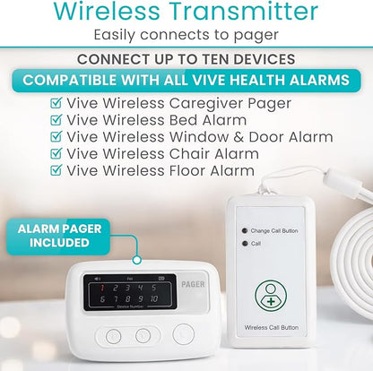 Vive Wireless Call Button - Emergency Alert System for Patients - Smart Portable Medical Panic Button - Notifies Nurse or Caretaker When Elderly Senior Needs Help - Perfect for Home Wander Prevention