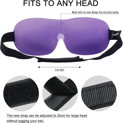 PrettyCare 3D Sleep Mask 2 Pack, Eye Mask for Side Sleeper - 3D Contoured Sleeping Mask Block Out Light for Men Women- No Eye Pressuer Night Masks with Ear Plugs & Travel Bag (Black＆Purple)