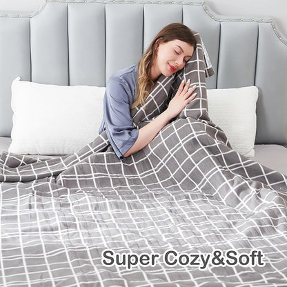 Electric Heated Blanket Full Size 72"x84",Whit 10 Hs Auto Off & 4 Heating Levels, Soft Fleece for Bed, Machine Washable, Gifts for Family-Plaid Pattern, Light Gray