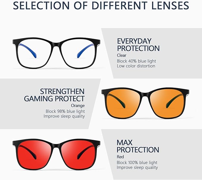 Sleep Blue Light Blocking Glasses for Men and Women, Computer Gaming Glasses Anti Eyestrain & UV Glare