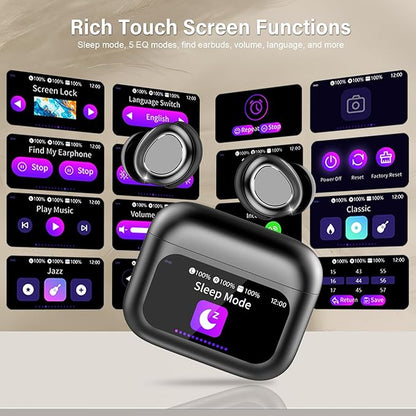 Sleep Earbuds Bluetooth 5.4 in Ear Touch Screen Sleep Headphones, Small Design Mini Sleep Earbuds for Side Sleepers with Sleep Mode, 48H Playtime Sleep Earphones Clear Calls, Light Black