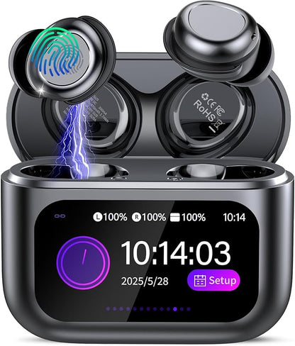 Sleep Earbuds Bluetooth 5.4 in Ear Touch Screen Sleep Headphones, Small Design Mini Sleep Earbuds for Side Sleepers with Sleep Mode, 48H Playtime Sleep Earphones Clear Calls, Light Black