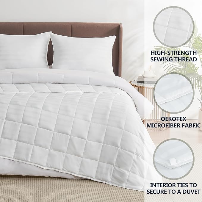 Weighted Blanket Queen Size (60"x80" 12lbs),Ultra Soft and Cozy Cooling Weighted Blanket Queen Size for Adult,Heavy Blanket with Machine Washable Soft Blanket, White