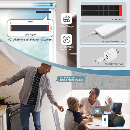 SmartWings Motorized Roller Shades Work with Homekit, Alexa Google, 100% Blackout Smart Blinds for Windows, Cordless Remote Control Window Shades, Vigor Pale Grey, Customized Size