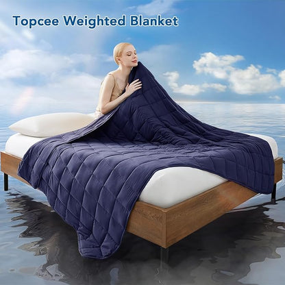Topcee Weighted Blanket for Adults (20 lbs, 48" x 72") Twin Size Soft Cooling Heavy Blanket Sleeping, Apply to 130-160 lbs Body, Thick Breathable Blanket with Glass Bead, Easy Care