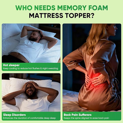 California King Mattress Topper, 3 in 1 Memory Foam Mattress Topper for Back Pain, 2" Fluffy Cooling Mattress Toppers Breathable Viscose Made from Bamboo and 2.5" Dual Firmness Gel Memory Foam.