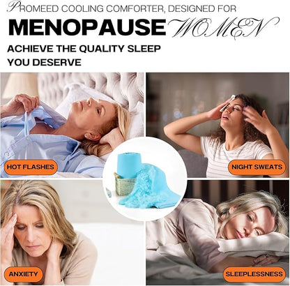 PROMEED Weighted Cooling Comforter for Menopause - Gentle Pressure Cooling Blanket with QMAX 0.45 Tech, Hot Flash & Night Sweat Relief, Breathable & Machine Washable, 6LB Measures 87"x91"