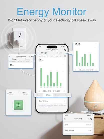 EIGHTREE Mini Smart Plug 𝟓𝐆𝐇𝐳 𝐖𝐢-𝐅𝐢 𝐂𝐨𝐦𝐩𝐚𝐭𝐢𝐛𝐥𝐞 𝟏𝟓𝐀, Smart Plugs That Work with Alexa & Google Home & SmartThings, Energy Monitor, Remote Control, Timer & Schedule, Wi-Fi Plugs