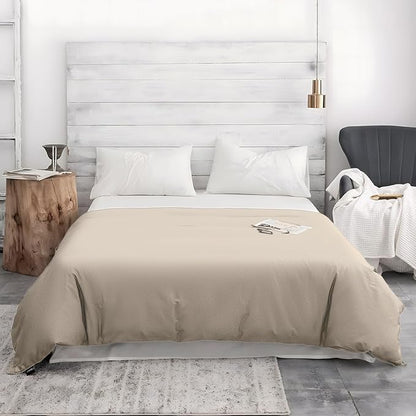 ZonLi 48"x72" Khaki Duvet Cover, Oeko-texCertified 100% Cotton, Twin Size RemovableDuvet Cover for Weighted Blanket