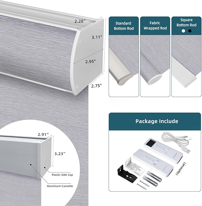 Motorized Shades Compatible with Alexa,Google Asssitant,Homekit Over Thead,70% Blackout Light Filtering Blinds,Smart Shades with Remote, APP/Voice Control,Essential Grey(Classic Grey)