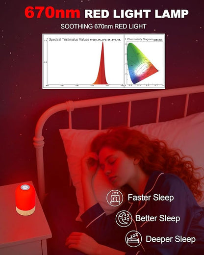 Aoife 670nm Red Light Sleep Lamp Night Light for Bedside Sleep with 4 Color Modes Red Warm White Natural Cool White 10 Brightness Levels Touch & Remote Control Timer for Bedroom or Hanging Use