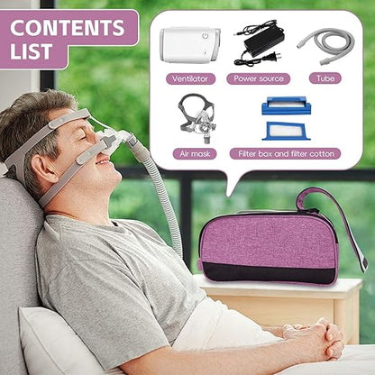 CPAP Travel Bag Compatible with ResMed AirMini Machine & Accessories, Portable CPAP Equipment & Supplies Carrying Bag, Compact CPAP Organizer Storage Bag with Compartments,Purple (Bag Only)