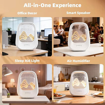 8-in-1 White Noise Sound Machine with Night Light, Help Stress Relief, Waterfall Design Essential Oil Diffuser Rain Sound Machine with Humidifier for Bedroom Office Decor Gift, Cream