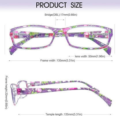 Henotin 6-Pack Reading Glasses Blue Light Blocking Anti Eyestrain Computer Reading Glasses for Women and Men Readers (Mix Color-B, 0.00, Diopters)