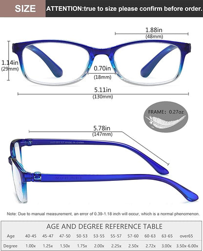 EYEURL 2 Pack Reading Glasses Blue Light Blocking Readers for Women-TR90 Lightweight Computer Reading Glasses Stylish Rectangular Frames Eyeglasses+0.5