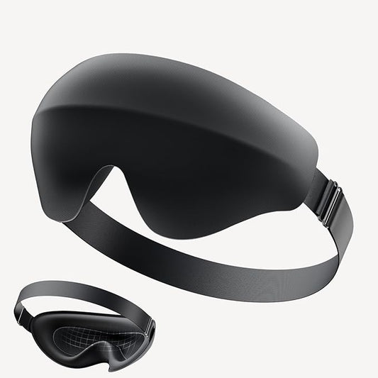 Sleep Mask with 3D Contoured Memory Foam, Zero Light Leakage Nose Bridge, Breathable Eye Cover for Side Sleepers, Travel, Office Nap & Insomnia Relief，Black