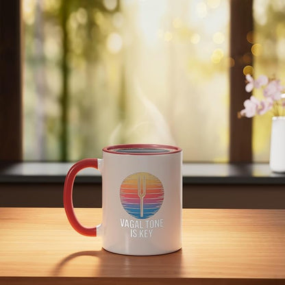 Relaxation Breathing Stress Vagus Nerve Stimulation Anatomy Ceramic Mug, Red/White