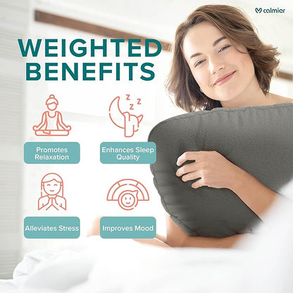 Calmier - 6 lb Sensory Weighted Pillow - Glass Bead Filled Hug Pillow - Ultra Plush Cozy Weight Sensory Pillows for Adults and Kids - Weighted Lap Pad (Light Gray- Fleece, 6 LBS)