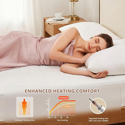 Homemate Heated Mattress Pad Twin Size for Cold Sleepers, 4 Heated Setting Coral Fleece Electric Mattress Pad Twin, Bed Warmer with Single Controller & Auto Off 10 Hours, Fit Up to 21 Inch, 75"x39"