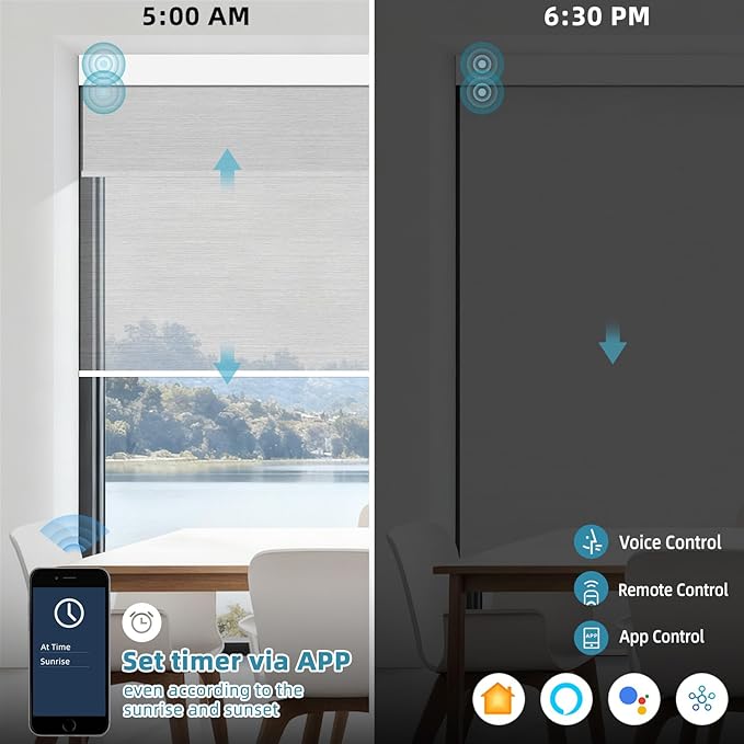 SmartWings Motorized Dual Blinds with Remote, Custom Automatic 100% Blackout Roller Shade Compatible with Alexa/Homekit/Google, Electric Smart Blinds for Indoor Windows, Harmony Duo Plus