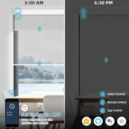 SmartWings Motorized Dual Blinds with Remote, Custom Automatic 100% Blackout Roller Shade Compatible with Alexa/Homekit/Google, Electric Smart Blinds for Indoor Windows, Harmony Duo Plus