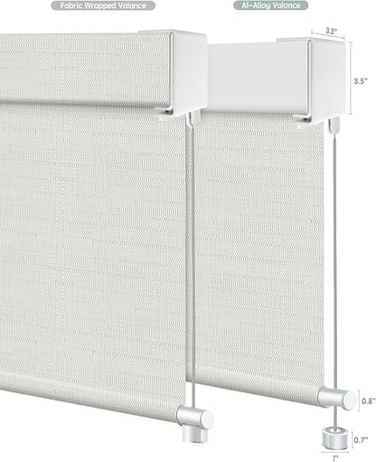 Yoolax Customized Motorized Outdoor Shades, Smart Blinds Compatible with Alexa Google, Remote Control Waterproof Blinds for Patio Porch Windows Outside (10% Openness White Pebble Path)