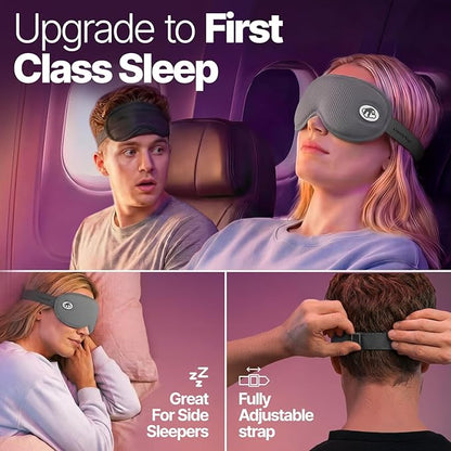Eye Mask for Sleep with Ultimate Travel Case & Ear Plugs - DeepSpace™ Blackout Sleep Mask for Women Men, Side Sleeper Adjustable Eye Cover, Zero Eye Pressure, Memory Foam Eye Mask for Travel