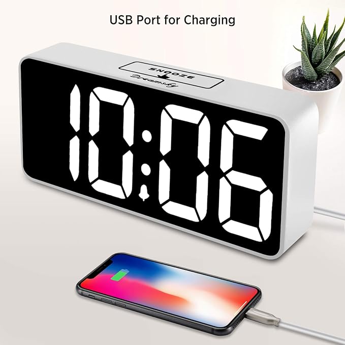 DreamSky Large Digital Alarm Clock Big Numbers for Seniors & Visually Impaired, 9 Inches Electric Clocks for Bedroom, Jumbo Display Fully Dimmable Brightness, USB Ports, Adjustable Alarm Volume