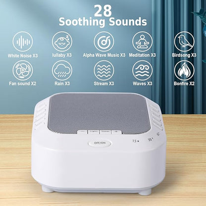 Noise Sound Machine with 28 Soothing Sounds Night Light White Noise Machine for Adults Baby Kids Sleep Machines Multi Button Quick Control Levels 3 Timers for Home Office Travel