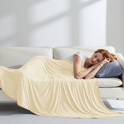 Degrees of Comfort Cooling Blanket - Q-Max >0.4 Double Sided Summer Cold Blanket for Hot Sleepers & Night Sweats, Breathable Cooling Blanket Keep Cool for Adults Kids 60"x90",Beige