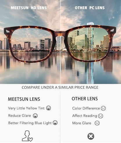 MEETSUN 3-Pack Blue Light Blocking Glasses, Anti Eye Strain Headache (Sleep Better), Computer Glasses UV400 Lens (Brown Gradient + Coffee + Tortoiseshell)